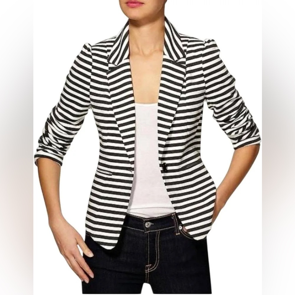 Tinley Road Black & White Striped Blazer Jacket